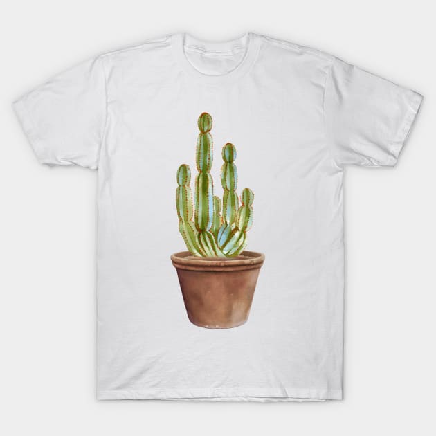 Hand painted Watercolor Cactus in Terracotta pot T-Shirt by SouthPrints